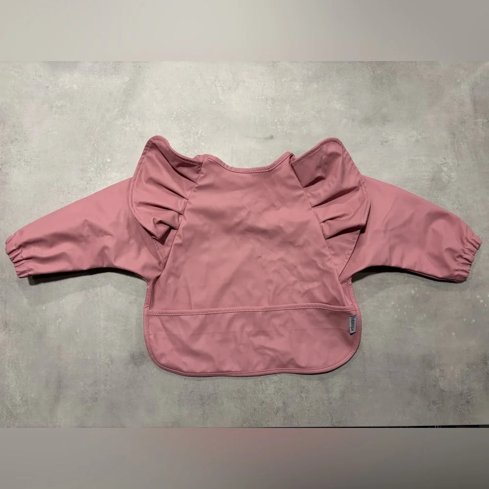 Bibtique Long Sleeve Angel Bib 6m+ 100% Waterproof Peony Color